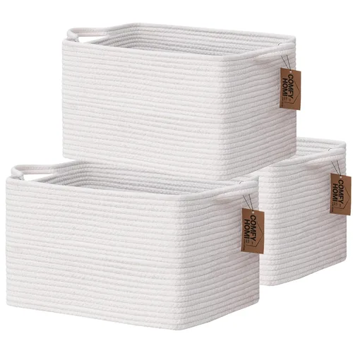 Vista 49 de COMFY-HOMI Cestas de almacenamiento de 11.5 x 7.5 x 4.7 pulgadas para organizar, cesta tejida de cuerda de algodón, caja de almacenamiento de marrón