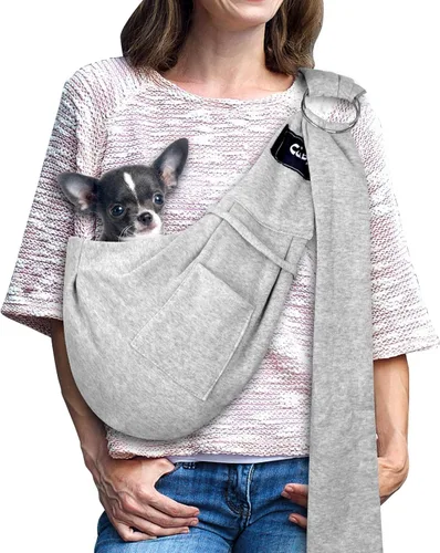Vista 9 de CUBY Transportador para perros pequeños, arnés frontal para mascotas, manos libres, ajustable, para gatos, de algodón suave que reduce el dolor, Azul