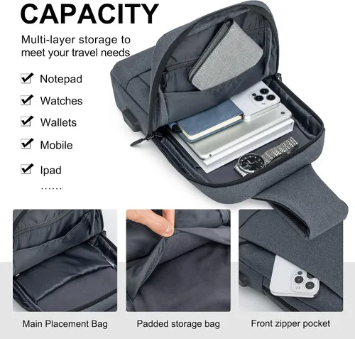 Vista 5 de ecosmile Bolso bandolera bandolera bandolera para hombres y mujeres, bolsas de viaje para trabajo