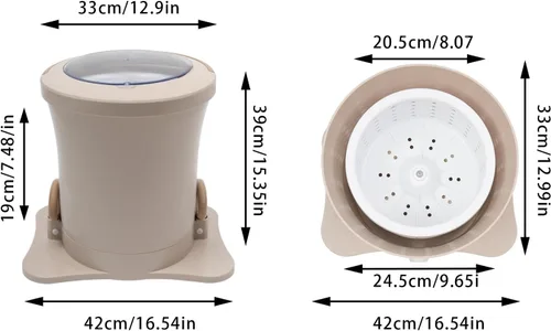 Vista 3 de Mini máquina manual portátil del secador de la centrifugada, sola tina, color del albaricoque 2.4Gal