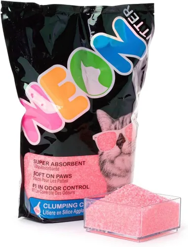 Vista 2 de NEON - Arena de gel de sílice para gatos, color rosa