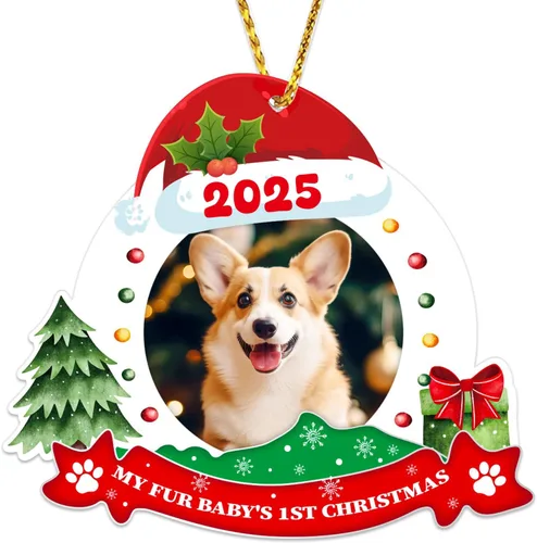 Vista 7 de JUESMOS Marco de fotos de la primera Navidad de perro 2025 My Fur Baby's 1st Christmas marco de fotos adornos regalo personalizado para perro, papá