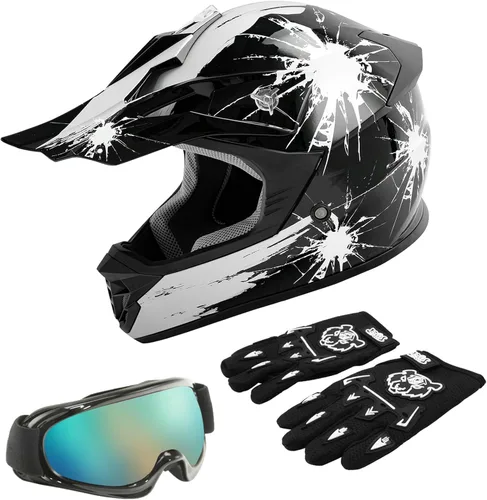 Vista 11 de TCT-MOTORPARTS DOT - Casco de motocross para niños y jóvenes, casco de cara completa para motocross, ATV, todoterreno, casco de cuatro ruedas