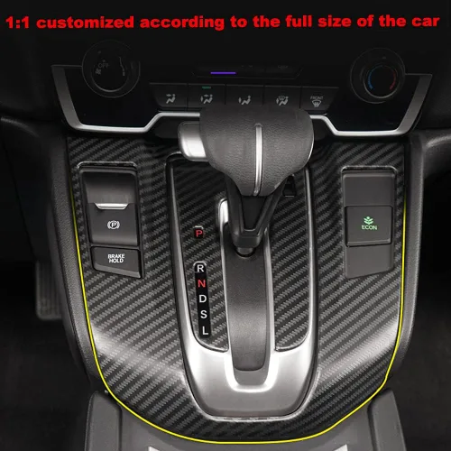 Vista 6 de Cubierta de panel de cambio de marchas estilo fibra de carbono ABS, decoración interior, accesorios para Honda Hybrid CRV 2017 2018 2019 2020 2021
