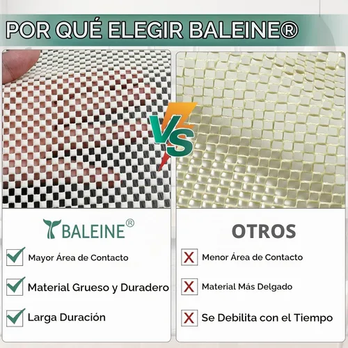 Vista 3 de BALEINE Almohadilla antideslizante para alfombra con agarre para suelos de madera dura, extra gruesa antideslizante debajo de la alfombra