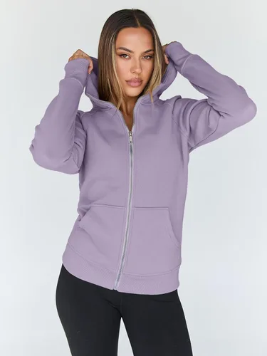 Vista 56 de Trendy Queen Sudaderas con capucha y cremallera para mujer, chaquetas de vellón, talla extragrande, moda de otoño e invierno
