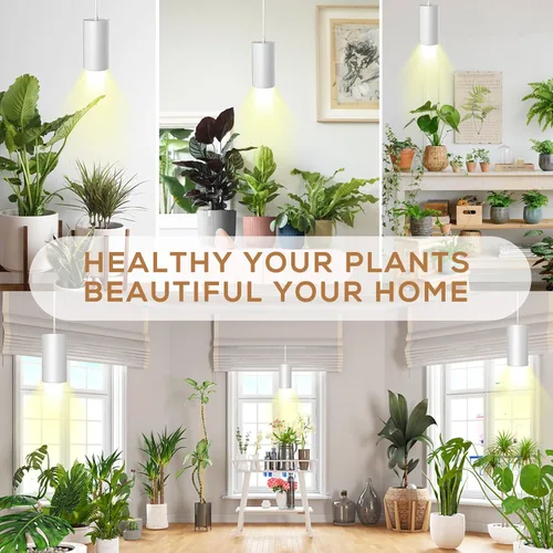 Vista 5 de STERREN Luz de Crecimiento LED, Luces Colgantes Blancas Enchufables para Plantas de Interior, Luces de Crecimiento de Espectro Completo