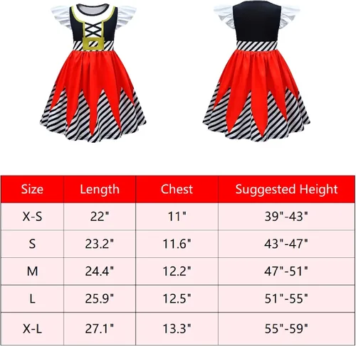 Vista 4 de Garperkids Disfraz de pirata para niñas, vestido de princesa bucanero, vestido casual de verano, vestido de fiesta, trajes para niños