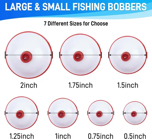 Vista 3 de AGOOL Fishing Bobbers Set Snap Hard ABS on Red/White Fishing Floats Bobbers Push Button Round Buoy Floats Tackle Accessories