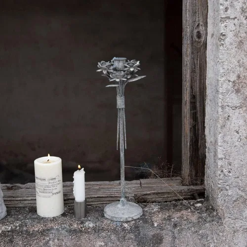 Vista 4 de Shabby Chic - Portavelas para velas de pilar, portavelas de metal rústico decorativo para centro de mesa, mesa de centro de mesa
