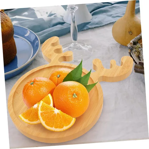 Vista 9 de Angoily Bandeja de madera para servir de Navidad, cornamentas de reno, bandeja para sushi sashimi, bandeja para aperitivos, postres, dulces