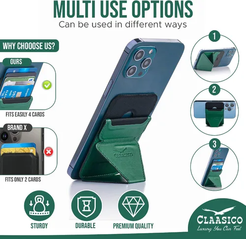Vista 3 de Cartera para teléfono celular con soporte magnético para teléfono, tarjetero para teléfono de forma segura para modo horizontal o vertical