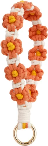 Vista 6 de Llavero de macramé bohemio hecho a mano con tejido de margarita