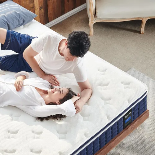 Vista 9 de Coolvie Colchón Twin de 10 pulgadas, Colchón híbrido con espuma viscoelástica de gel para un sueño nocturno fresco y alivio de presión, bolsillos