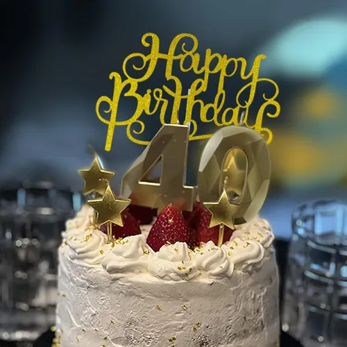 Vista 8 de Velas de cumpleaños doradas con número 20 y velas de estrella de cumpleaños de 7 cm Velas para pastel de cumpleaños en forma de diamante 3D son