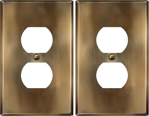 Vista 25 de LIDER Placa de pared de metal para receptáculo dúplex, cubierta de salida de acero inoxidable, resistente a la corrosión, tamaño mediano de 1