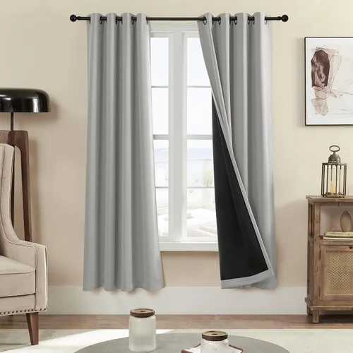 Vista 37 de Rutterllow - Cortinas 100% opacas, paneles de cortina con ojales, aislamiento térmico y bloqueo de luz para habitación y sala de estar
