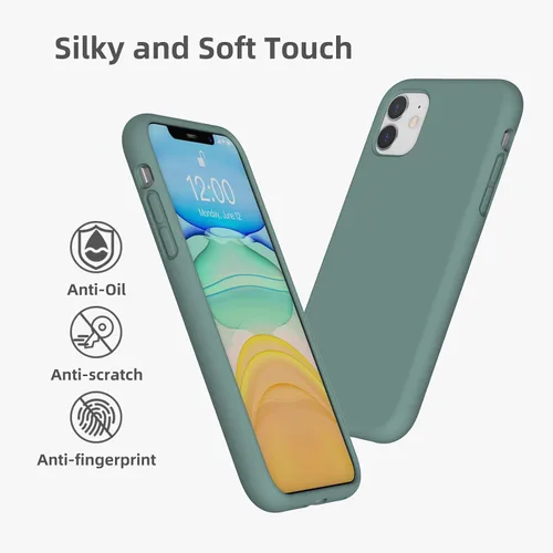 Vista 6 de Funda de silicona líquida compatible con iPhone 11, verde medianoche [Protección contra caídas] [Resistente a los arañazos, a prueba de golpes]