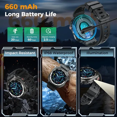 Vista 5 de 2026 Smart Watch (Answer/Make Call), 1.43" 3D-AMOLED Smartwatch for Men Women, 130+ Sports Fitness Watch, Heart Rate/Sleep Monitor, 60 Days