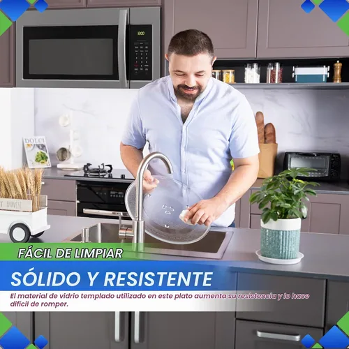 Vista 4 de Plato de Repuesto para Microondas de 14 1/8 pulgadas Compatible con Plato Giratorio de Microondas Samsung DE74-20002B - Plato de Vidrio de Repuesto