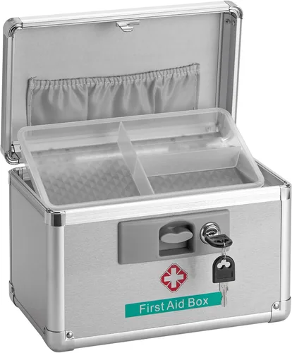 Vista 10 de Caja de medicamentos con cerradura para medicación segura – 10 x 6 x 6.7 pulgadas – Caja de almacenamiento con cerradura para medicamentos, botiquín