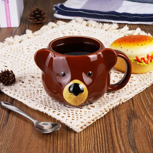 Vista 5 de Taza de Oso de 14 oz Taza de Café de Cerámica Taza de Té de Porcelana 3D para Mujeres y Hombres - Regalos de Oso Kawaii para Navidad, Inauguración