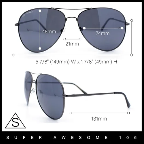 Vista 8 de SA106 Airforce - Gafas de sol clásicas de gran tamaño con borde de metal para hombre
