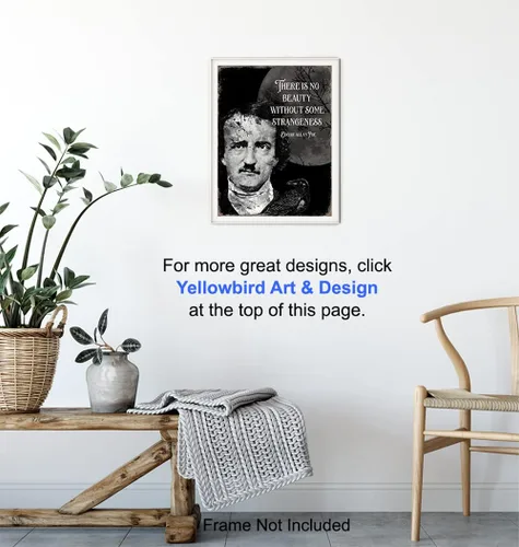 Vista 5 de Edgar Allan Poe - Decoración gótica de The Raven Spooky espeluznante y aterrador arte de pared - Póster gótico impreso - Bruja pagana Wicca, regalos