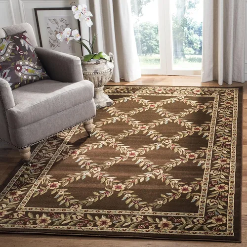 Vista 8 de SAFAVIEH Lyndhurst Collection - Alfombra de pasillo, 2 pies 3 pulgadas x 8 pies, color negro y marrón, diseño tradicional de enrejado floral,