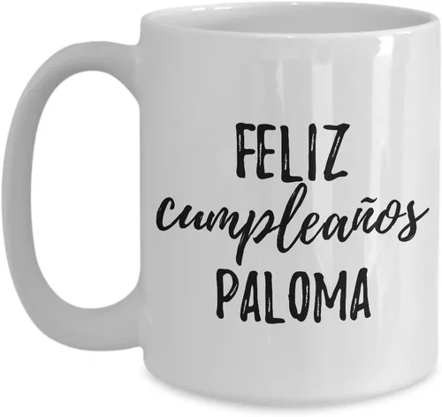 Vista 9 de Feliz Cumpleanos Paloma Mug Spanish Happy Birthday Personalized Name Gift Coffee Tea Cup 11 oz