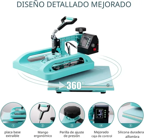 Vista 3 de SmarketBuy Prensa de calor de 15 x 15 pulgadas, máquina de prensa de calor 8 en 1 con accesorio de vaso de 30 onzas, máquina de sublimación