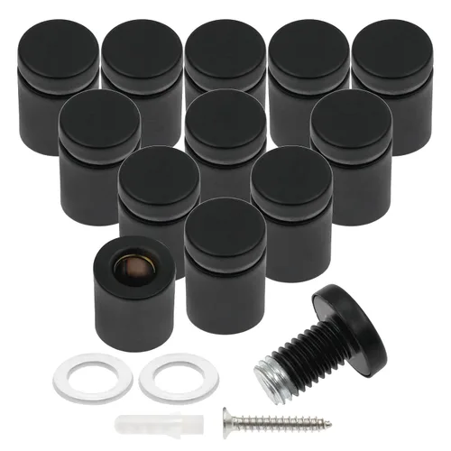 Vista 20 de Luomorgo 12 piezas tornillos separadores de acero inoxidable de 1" x 1", herrajes de montaje para letreros de pared, separadores de vidrio