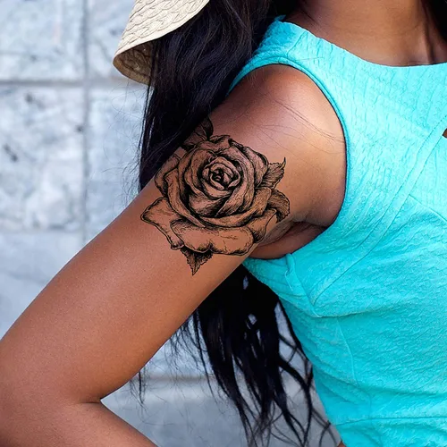 Vista 6 de Pegar en flores rosas flora flores adulto tatuaje temporal transferencia femenino cuerpo arte transferencias mujeres realista impermeable flora