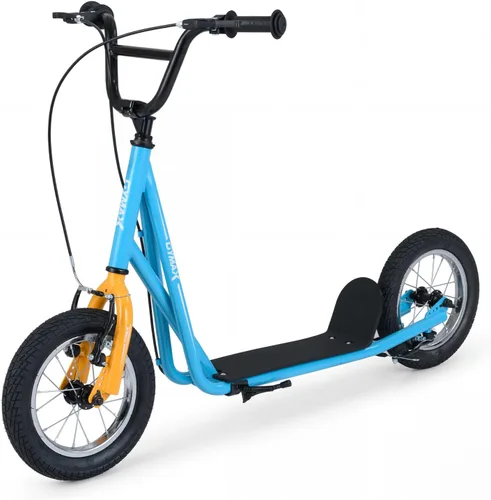 Vista 12 de GYMAX Patinete todoterreno para niños y adultos con ruedas inflables de 12 pulgadas, manillar de altura ajustable, frenos de mano tipo V y clavijas