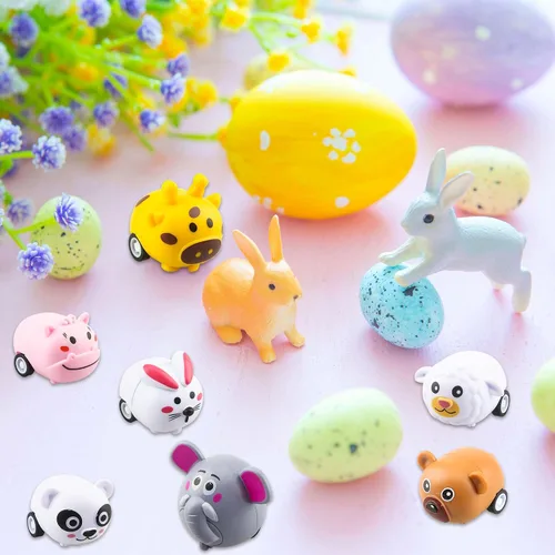 Vista 5 de Paquete de 36 autos de carreras de animales para tirar hacia atrás, vehículos de juguete de Pascua para niños, regalos de cumpleaños, recuerdos