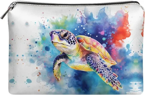 Vista 33 de Flashideas Bolsa de maquillaje portátil de cuero impermeable bolsa de cosméticos embrague maquillaje cepillo bolsa, Estampado De Mármol Azul 1
