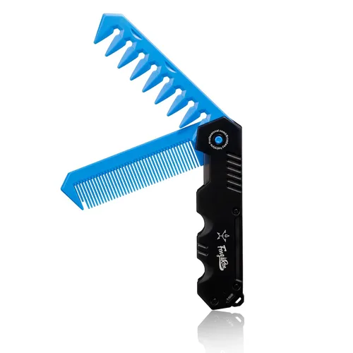 Vista 7 de Bolsillo portátil de viaje plegable 2 en 1 peine de plástico para peinar el cabello negro Dense Tooth Wide Tooth Braiding Sparse Hair Texture