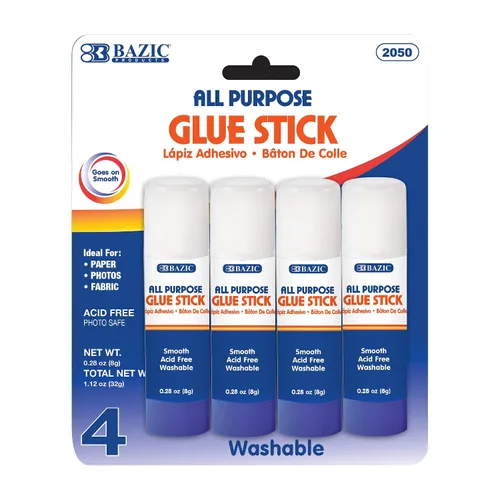 Vista 8 de BAZIC Products Barras de pegamento lavables de alta calidad, 0.28 onzas, 4 unidades, para papel de manualidades escolares