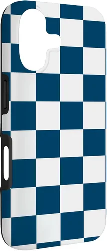 Vista 3 de Checkered Navy Blue and White Checkerboard Case for iPhone 17