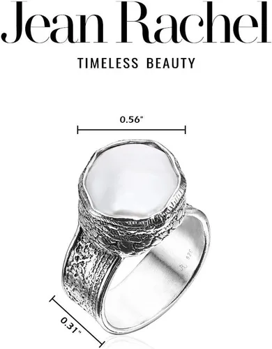 Vista 7 de JEAN RACHEL JEWELRY 925 Sterling Silver Ring With WideBold Fresh Water Pearl, Vintage Look, Hypoallergenic, Nickel and Lead-free, Artisan