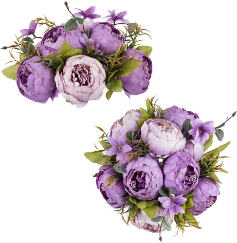 Vista 12 de NUPTIO Bolas de flores flores para centros de mesa: 2 piezas de 9.4 pulgadas de diámetro rosa oscuro peonía artificial arreglo de bolas de flores