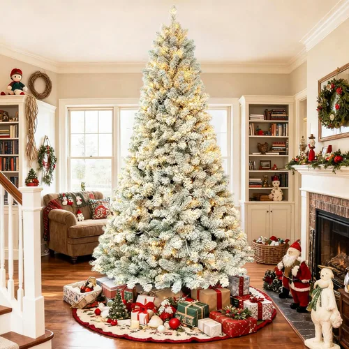 Vista 7 de Hykolity Árbol de Navidad de 7 pies con 300 LED blancos cálidos Árbol básico blanco cálido