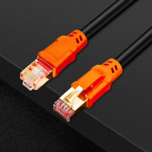 Vista 2 de Cable Ethernet Cat 8 de 25 pies Cat8 26AWG RJ45 Cable de conexión de red LAN de 40 Gpbs/2000 MHz, cable blindado para módem, router, PC, Mac