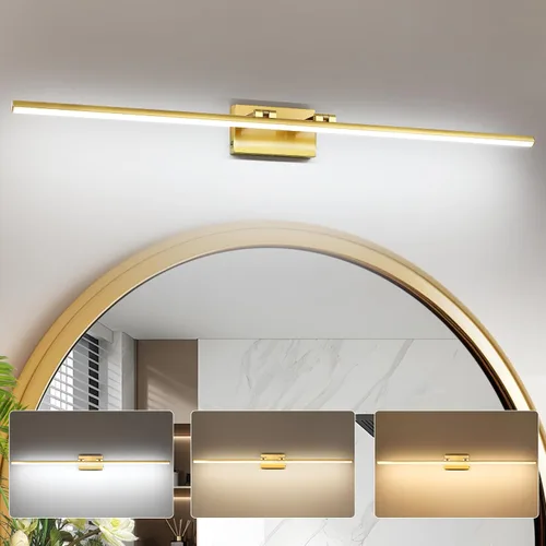 Vista 9 de Lámpara LED para tocador de baño, moderna lámpara de baño sobre el espejo (blanco frío 6000 K), barra de luz de tocador con ángulo ajustable, 24