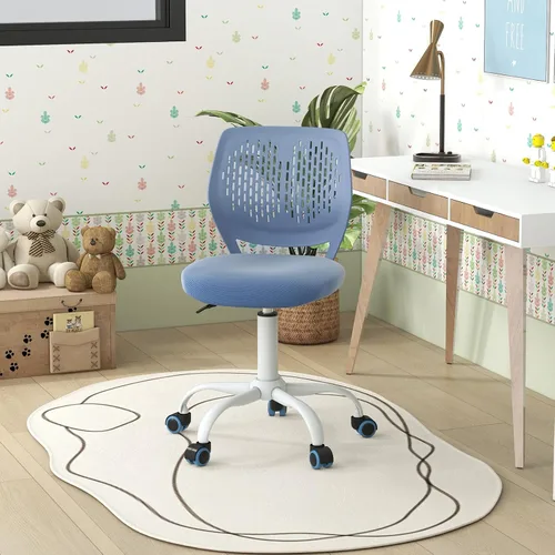 Vista 4 de Topment - Silla giratoria de escritorio de oficina, silla pequeña sin brazos con respaldo hueco, asiento de malla tapizado, construcción resistente