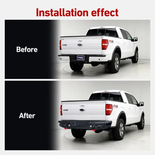 Vista 7 de Textura de parachoques delantero y trasero negro compatible con F150 2009 2010 2011 2012 2013 2014 (excluyendo Raptor y Ecoboost) con placa