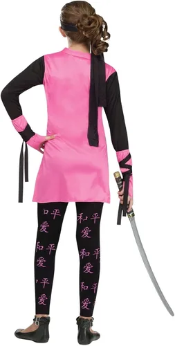 Vista 2 de Disfraz para niñas Dragón ninja, M, Negro / Rosa