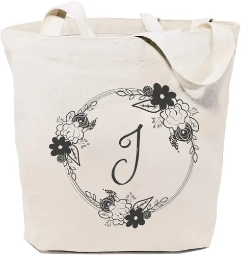 Vista 11 de The Cotton & Canvas Co. Bolso de hombro reutilizable para playa, compras y viajes con nombre personalizado