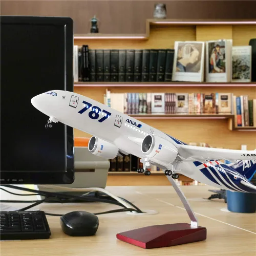 Vista 2 de 24-Hours Modelo de avión 1:130 de 18" modelo Nippon B787 con luz LED (toque o control de sonido) para decoración o regalo