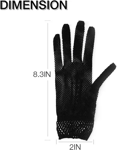 Vista 2 de Guantes de red para boda, guantes de encaje para novia, guantes cortos de ópera de los años 20, accesorios de fiesta para mujeres y niñas